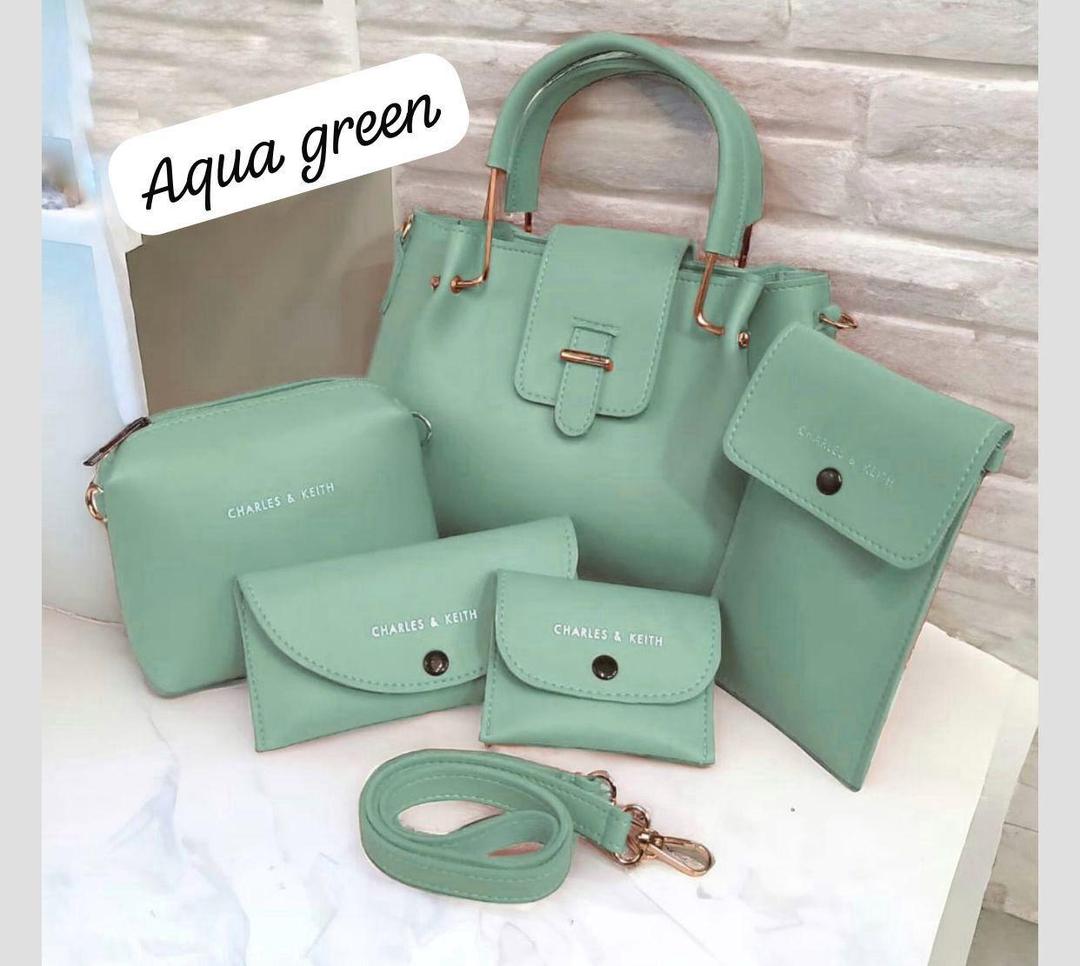 Fresh Aqua Green Leather Handbag Set