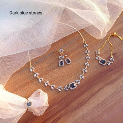 Blue Crystal Jewelry Combo – 4-Piece Gold