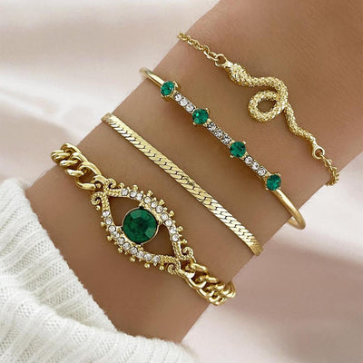 Royal Radiance – 4-Piece Gold Charm Bracelet Set