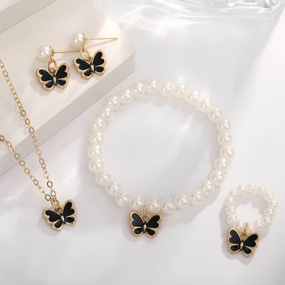 Gold-Plated Butterfly Pearl Combo Set