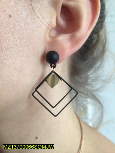 Stylish Black Square Design Alloy Earrings for Women – Unique & Chic