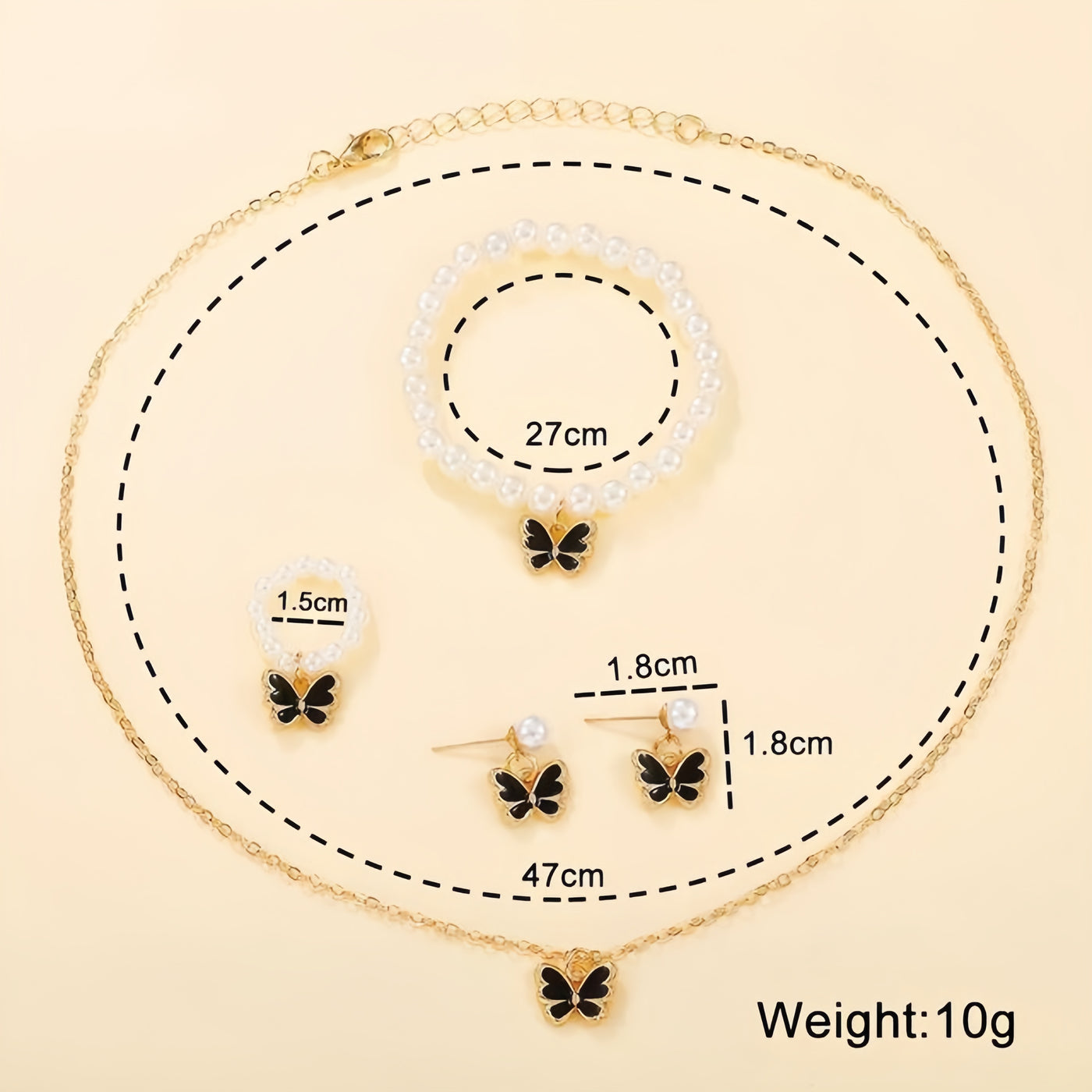 Gold-Plated Butterfly Pearl Combo Set