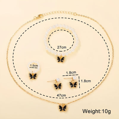 Gold-Plated Butterfly Pearl Combo Set